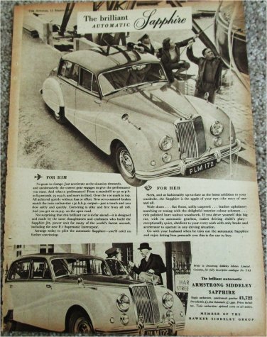 1955 Armstrong Siddeley Sapphire Saloon car ad