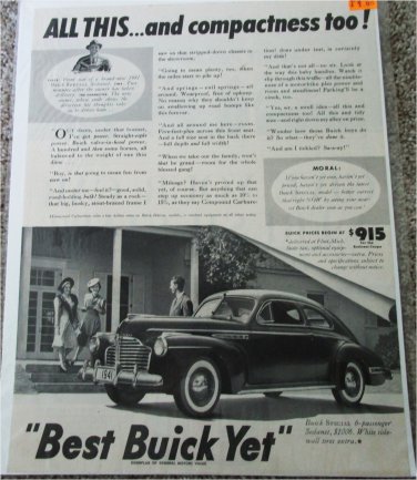 1941 Buick 2 dr Sedanet All This car ad