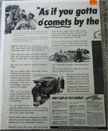 1941 Buick Special 4 door sedan String Ocomets car ad