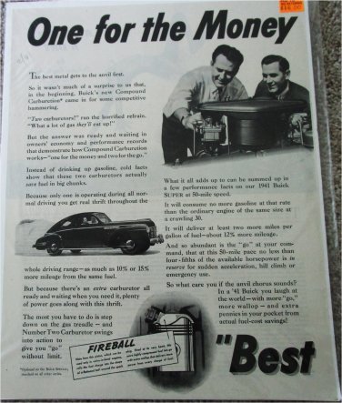 1941 Buick Special 4 door sedan One For The Money car ad