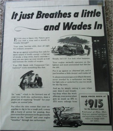 1941 Buick Special 4 door sedan It Jus Breaths car ad