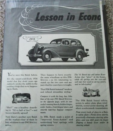 1941 Buick Special 4 door sedan Lesson car ad