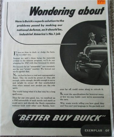 1942 Buick 2 dr Sedanet Wondering car ad