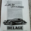 1938 Delage D8 ht car ad