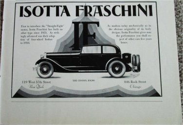 1929 Isotta Fraschini 2 dr sedan car ad