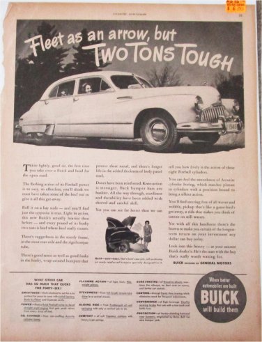 1946 Buick 4 dr sedan Two Tons Tough car ad