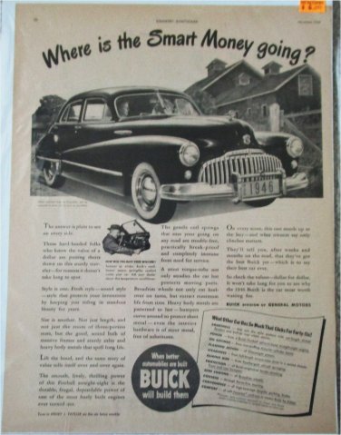 1946 Buick 4 dr sedan Smart Money car ad