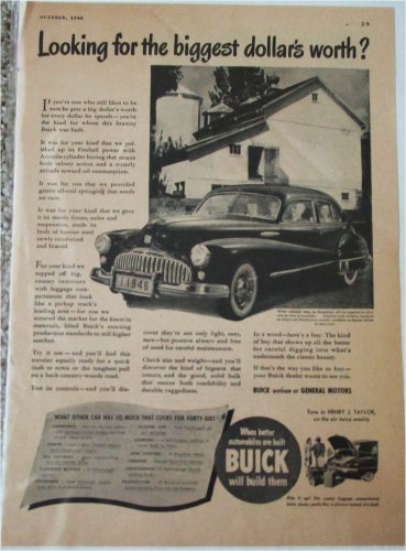 1946 Buick 4 dr sedan Dollars Worth car ad