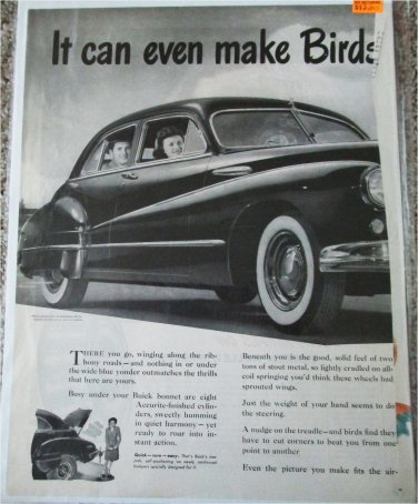 1946 Buick 4 dr sedan Birds Cut Corners car ad
