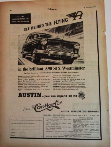 1956 Austin A90 Six car ad