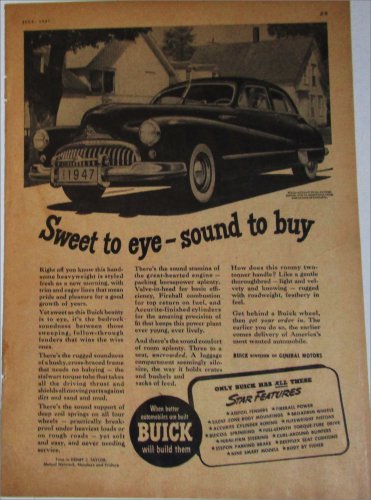 1947 Buick 4 dr sedan Sweet To Eye car ad