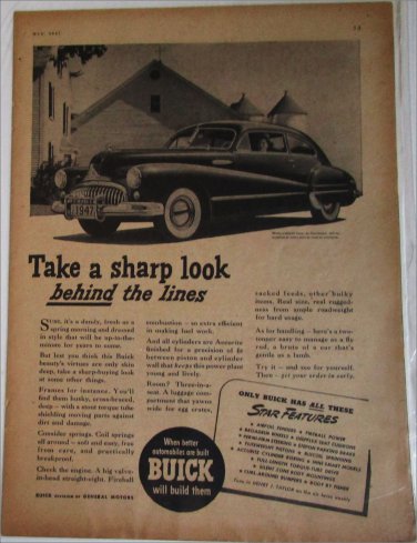 1947 Buick 4 dr sedan Take A Sharp Look car ad