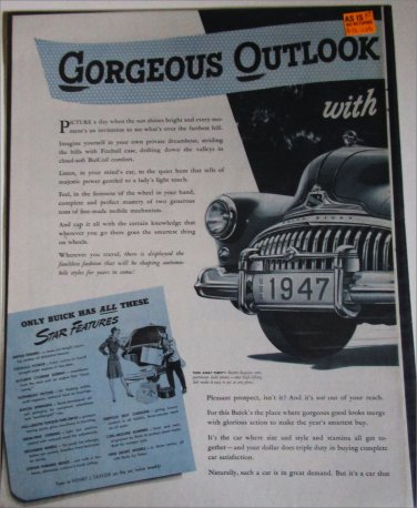 1947 Buick 4 dr sedan Gorgeous outlook car ad