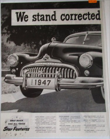 1947 Buick 4 dr sedan We Stand Corrected car ad