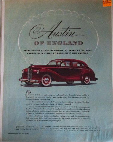 1948 Austin Devon 4 dr sedan car ad