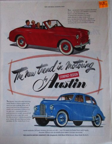 1951 Austin A-40 Convertible & Devon 4 dr sedan car ad #1