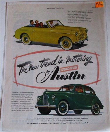 1951 Austin A-40 Convertible & Devon 4 dr sedan car ad #2