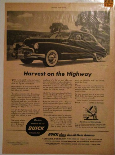 1948 Buick Roadmaster 4 dr sedan Harvest car ad