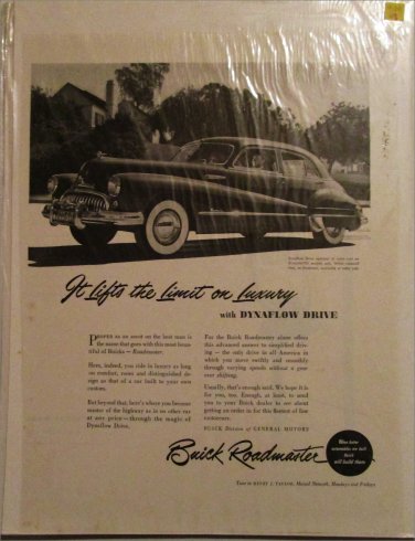 1948 Buick Roadmaster 4 dr sedan It Lifts car ad