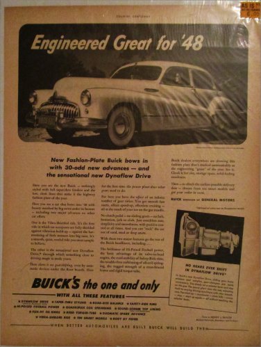 1948 Buick Super 4 dr sedan Engineered car ad