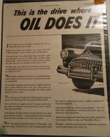 1948 Buick 4 dr sedan Oil Does It All car ad