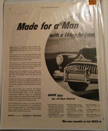 1948 Buick Roadmaster 4 dr sedan Made For A Man car ad