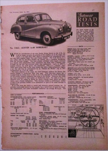 1952 Austin A40 Somerset 4 dr sedan car article