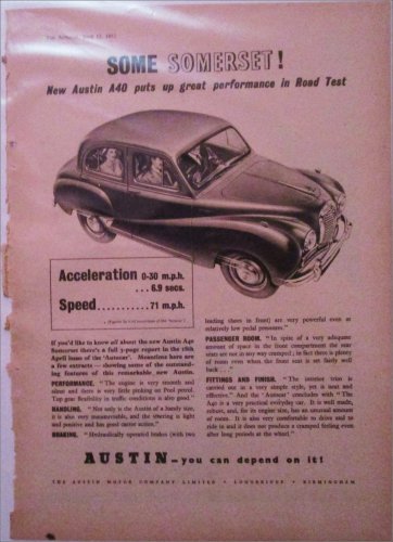 1952 Austin A40 Somerset 4 dr sedan Some car ad