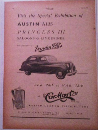 1955 Austin A135 Princess III Saloons & Limousinnes car ad