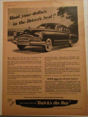 1949 Buick Roadmaster 2 dr sedan Want Your Dollars car ad