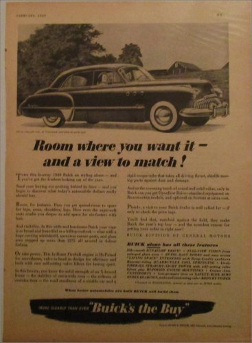 1949 Buick Roadmaster 4 dr sedan Room car ad