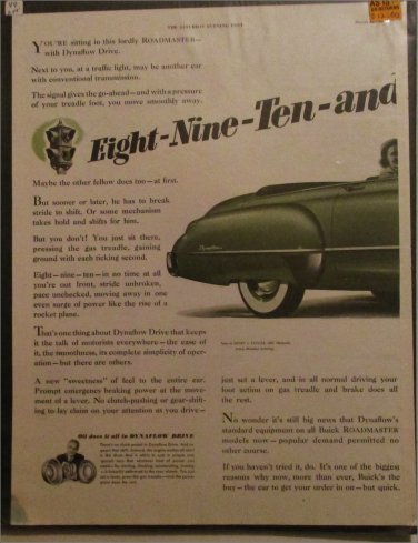 1949 Buick Roadmaster Convertible Eight car ad