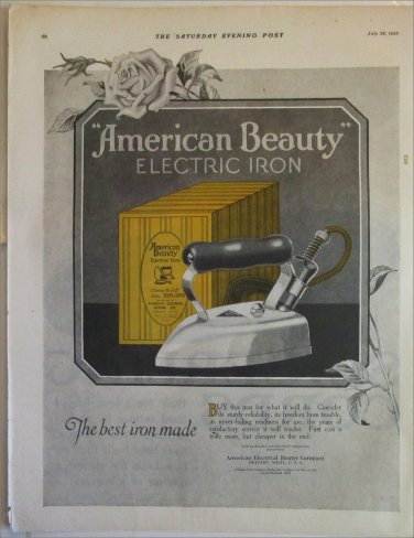 1923 American Beauty Electric Iron ad #2