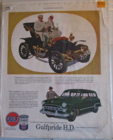 Gulf Pride ad featuring a 1906 Autocar Roadster