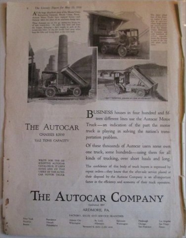 1918 Autocar Trucks ad
