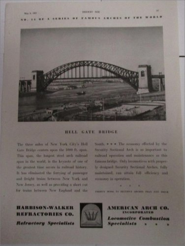 1937 American Arch Hell Gate Railroad Bridge ad