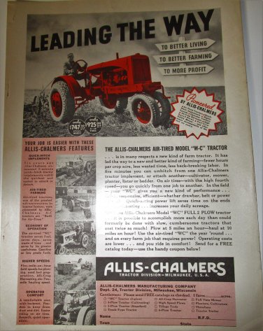 1936 Allis-Chalmers WC tractor ad