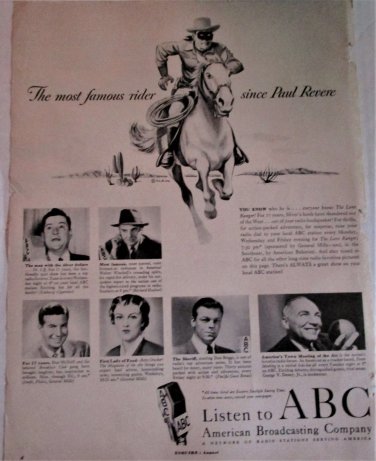 1950 ABC Televison ad featuring The Lone Ranger