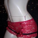 Red Rosette body belly chain for exotic dancers