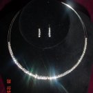Silver or Gold Tone Crystal Rhinestone Collar w/earrings