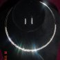 Silver or Gold Tone Crystal Rhinestone Collar w/earrings