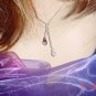 Dark Purple Crystal & silver pave teardrop necklace & earring set