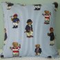 RALPH LAUREN 16"X16" TEDDY BEAR STRIPE PILLOW WITH SELF COVERED PIPING
