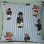 RALPH LAUREN 16"X16" TEDDY BEAR STRIPE ACCENT PILLOW WITH DECORATIVE CORDING