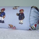 RALPH LAUREN CUSTOM TEDDY BEAR STRIPE 14X6 BOLSTER PILLOW WITH SELF COVERED PIPING