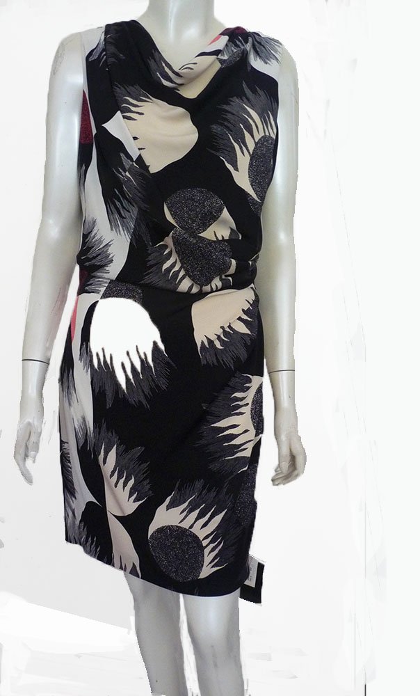 Diane Von Furstenberg Julissa NWT Black cream silk dress 8 Cap Sleeves ...