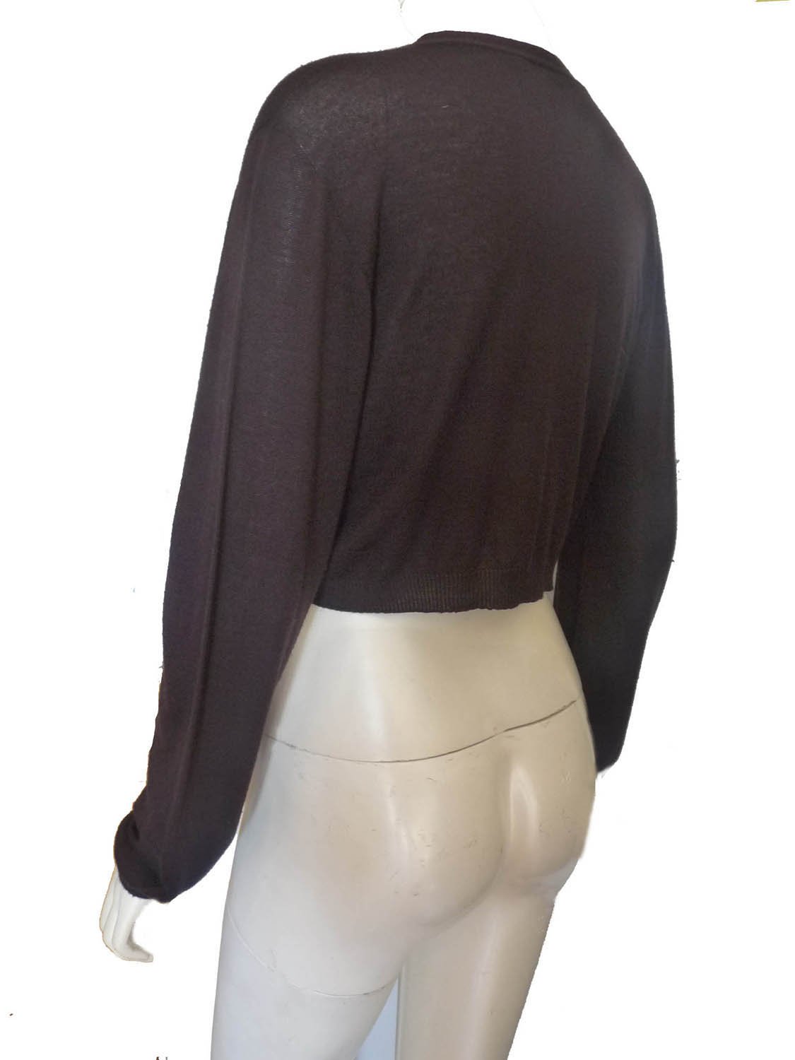 Max Mara Black cropped cardigan Black LS Cropped Sweater Shrug Button