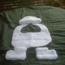 BOYS HAT, BIB,BOOTIES WHITE
