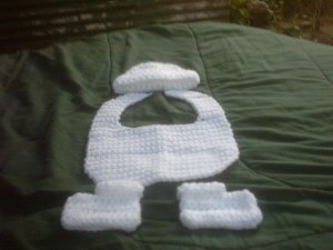 BOYS HAT, BIB,BOOTIES WHITE