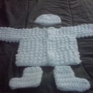 PREEMIE MINT GREEN  SWEATER, HAT, BOTTIES